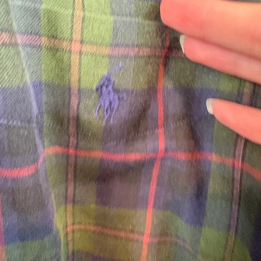 Vintage Ralph Lauren Blaire Flannel Shirt XL Tartan Green Navy Red Plaid Cotton